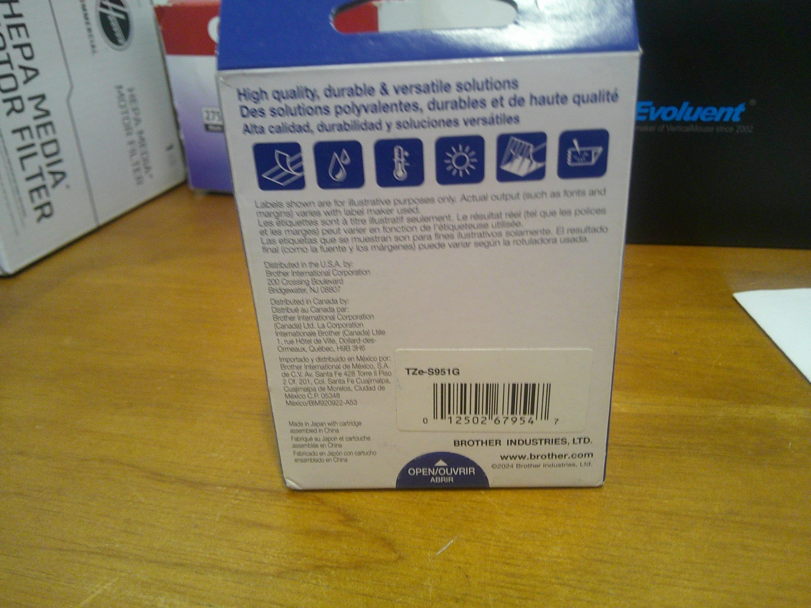 Genuine Brother TZe-S951 Strong Adhesive Black on Silver 24mm 1″ Label Tape