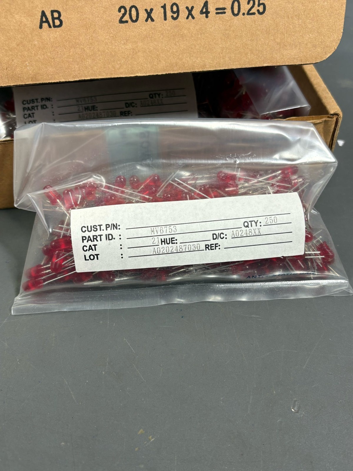 1250pcs Fairchild MV6753 Red LED Through Hole Lamps T-1 3/4 5mm