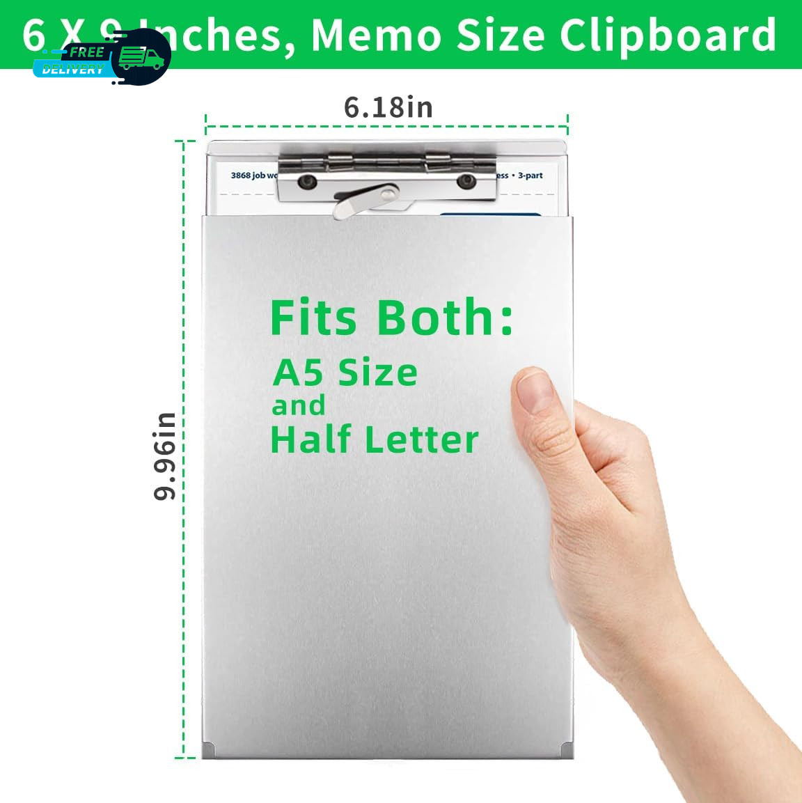Aluminum Clipboard with Storage(Memo Size) Recycled Metal Form Holder