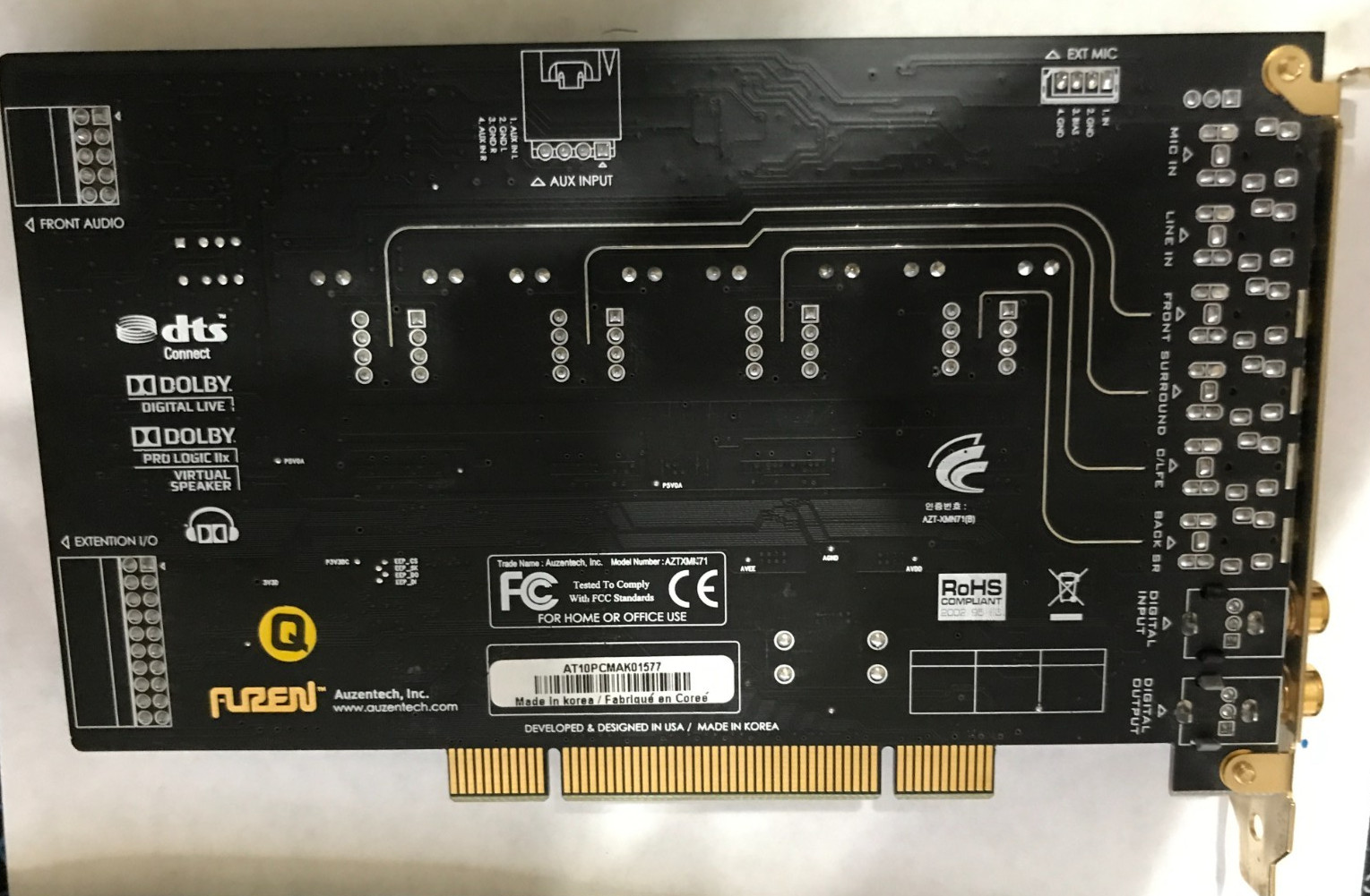X-Meridian 7.1 2G Fever sound card supports Win1064
