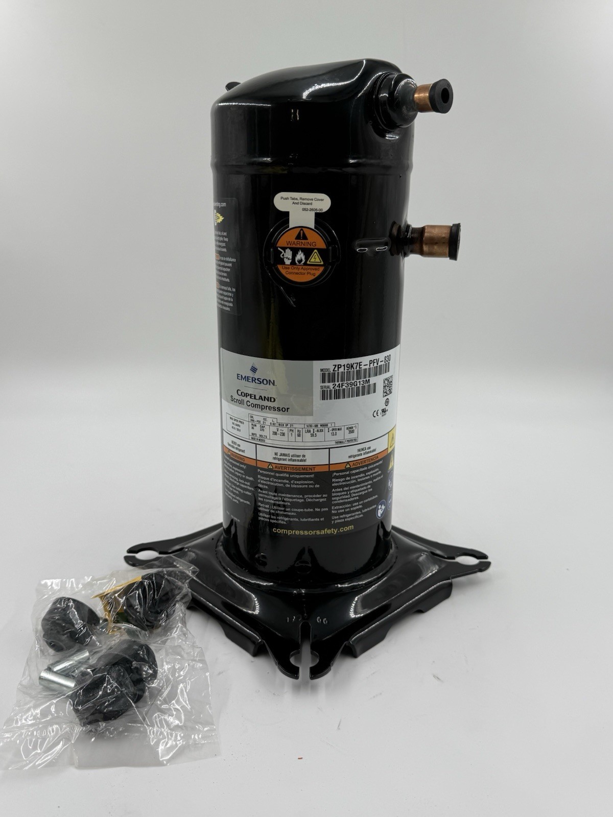 Emerson Copeland Compressor ZP19K7E-PFV-830/ ZP19K6E-PFV-130 19,000 BTU R410A