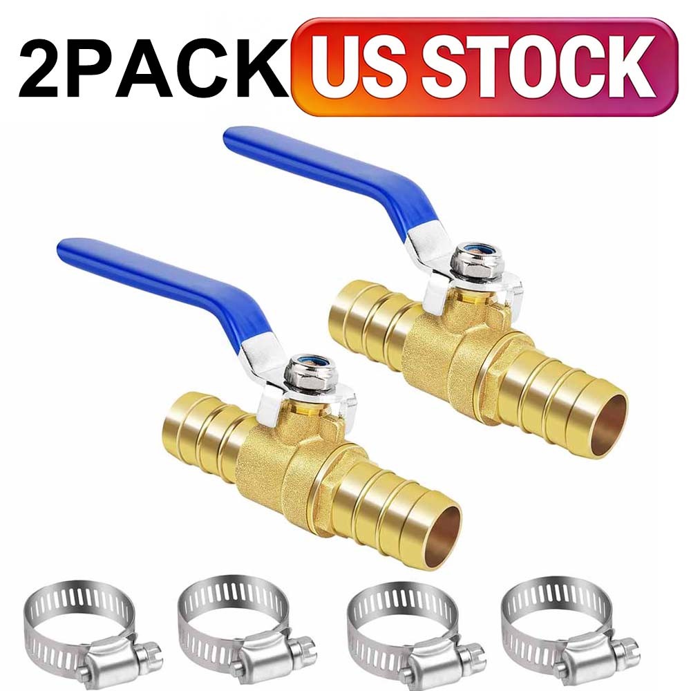 2Sets 5/8″ Brass Hose Barb Ball Valve Heater Shut Off Valve for Water Oil Gas