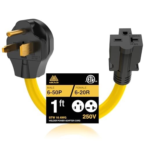 Welder Power Adapter 240V NEMA 6-50P to 6-20R 10AWG 20A 250V EV Charging