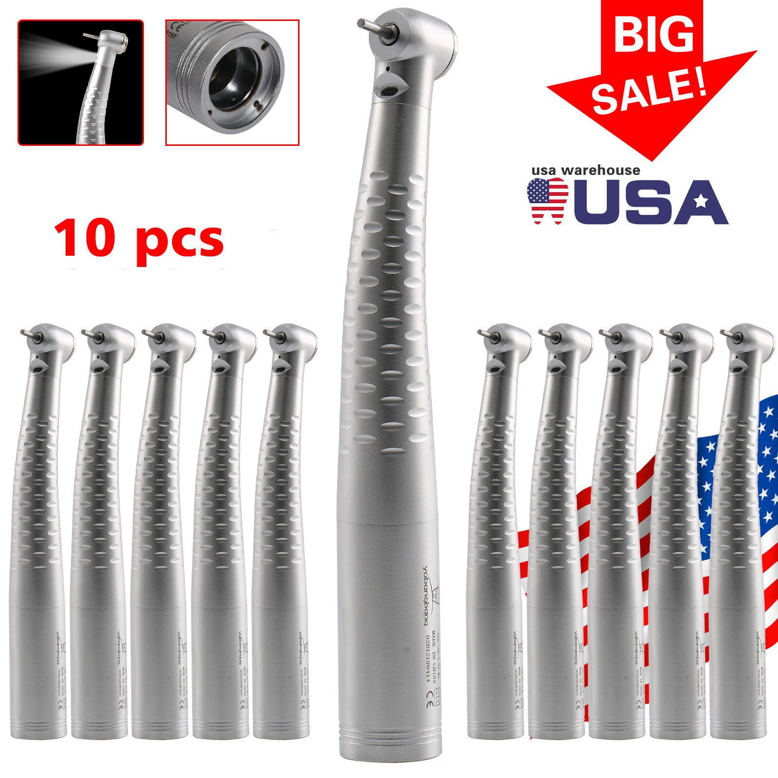 Dental Fiber Optic LED Handpiece Fast High Speed /LED Coupler 4/6Hole Fit KAVO