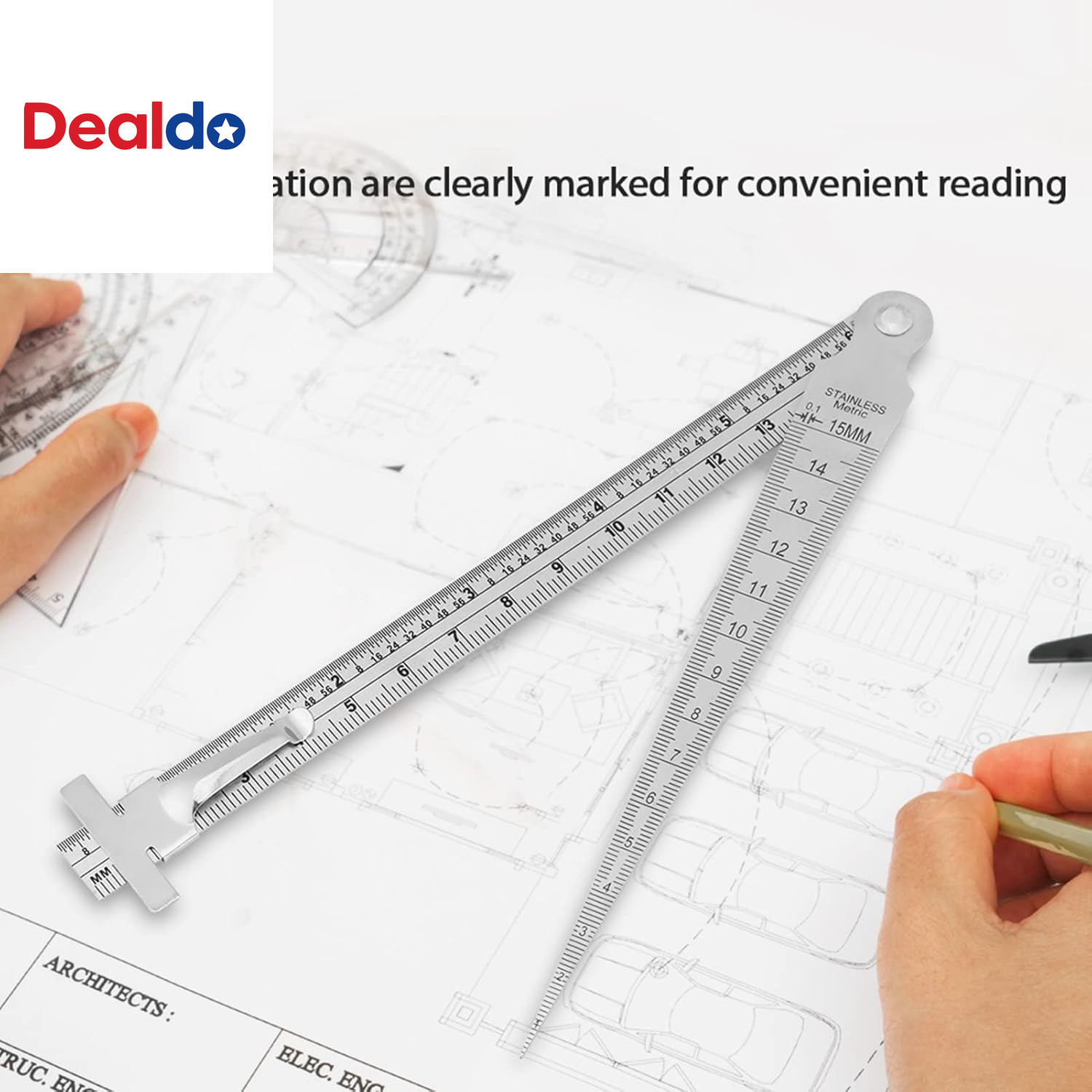 Stainless Steel Taper Gauge Metric Inch Precision Gap Depth Measuring Ruler
