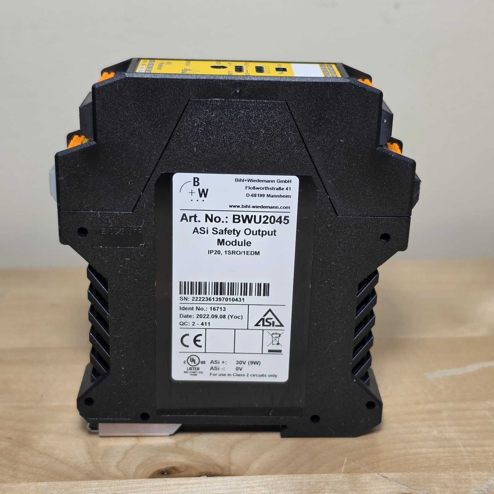 Bihl+Wiedemann BWU2045 ASi Safety Output Module 1SRO/1EDM IP20