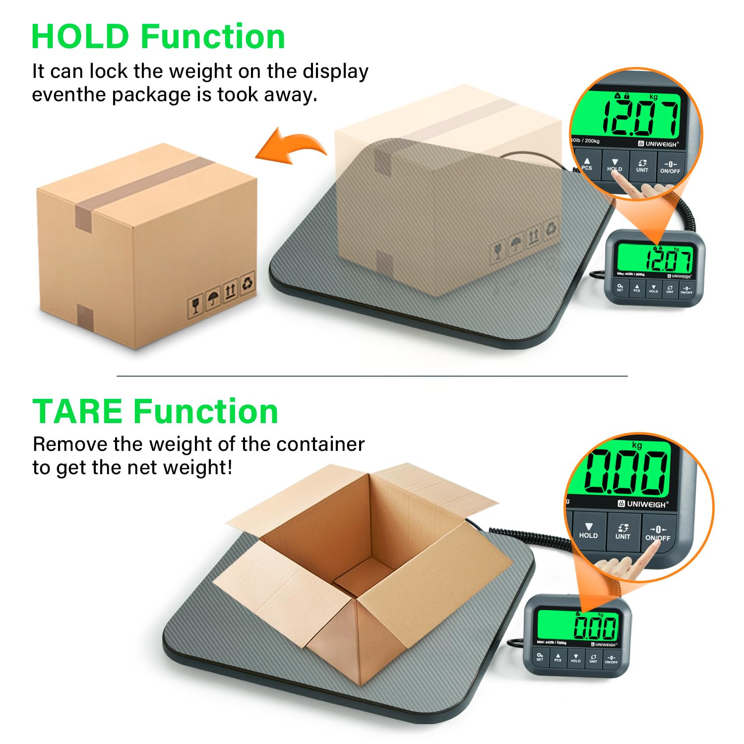 Digital Postal Scale 440Lb,High Accuracy 0.35Oz Shipping Scale for Packages with