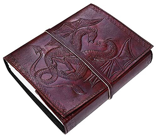 Double Dragon Blank Page DIARY JOURNAL NOTEBOOK ~ Handcrafted Handmade Leather
