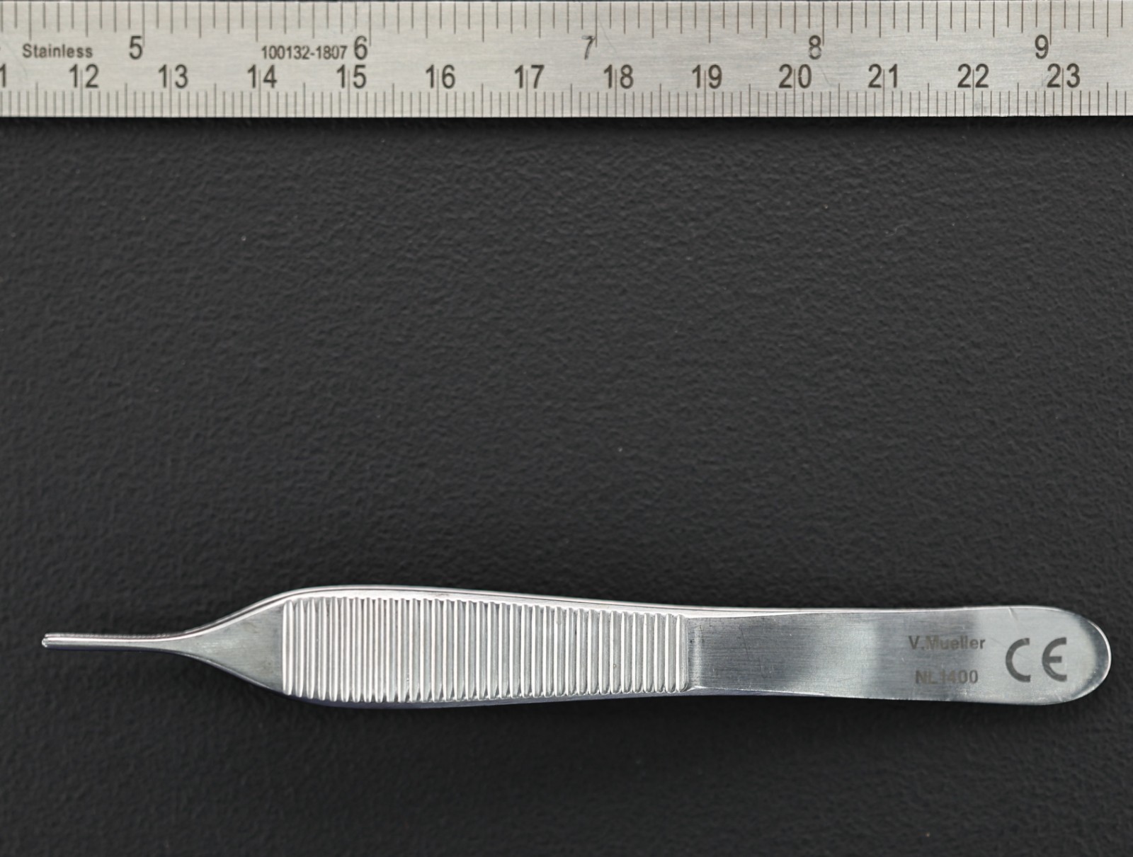 V Mueller NL1400 Adson Forceps, 1×2 Teeth, Serrated, Delicate, 4.75″
