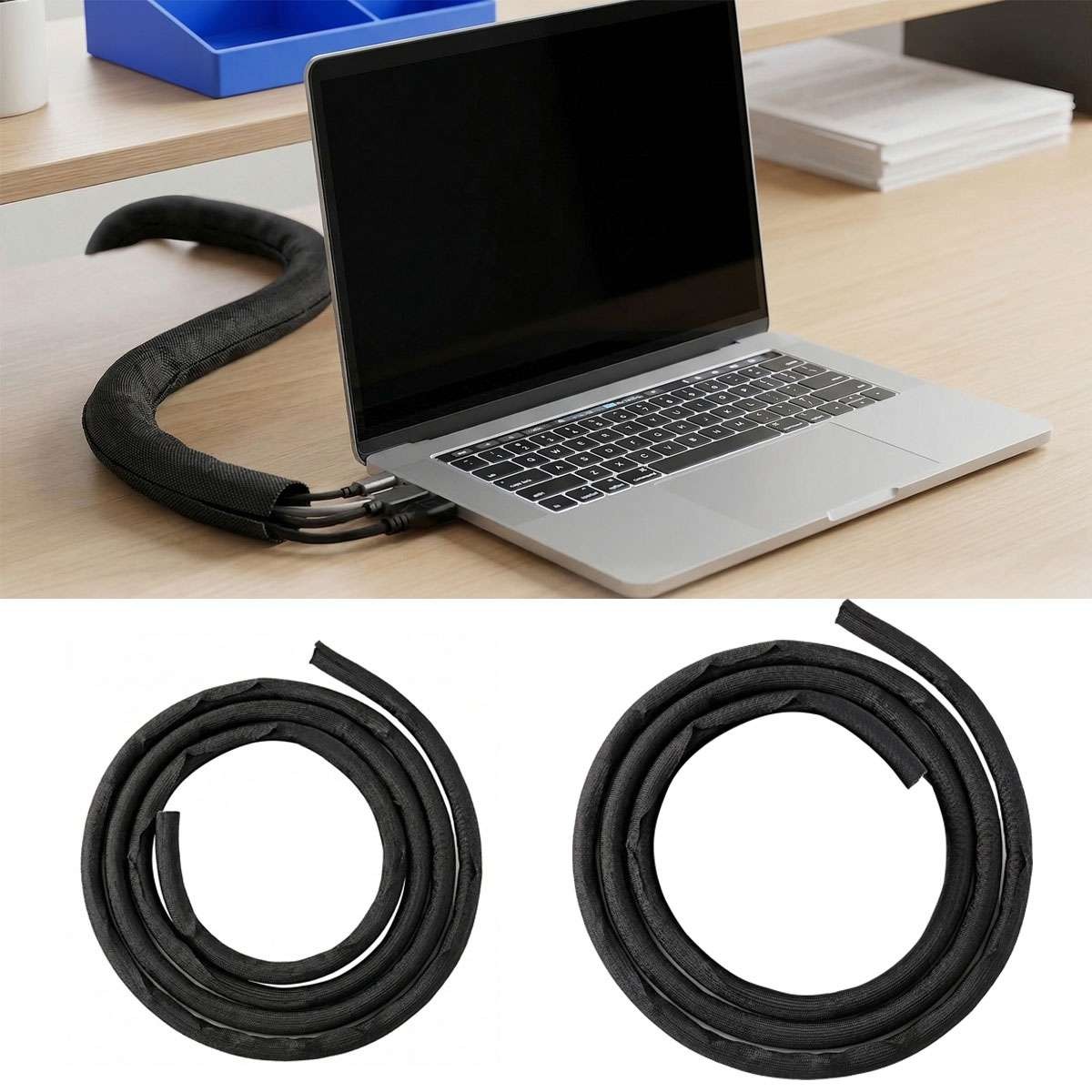 Split Braided Cable Sleeve Nylon Self Wrap Wire Loom Cord Management Protector