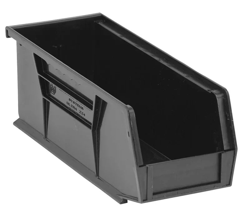 Stack Hang Storage Bin 10.875×4.125×4 Black Heavy Duty USA Made QUS224