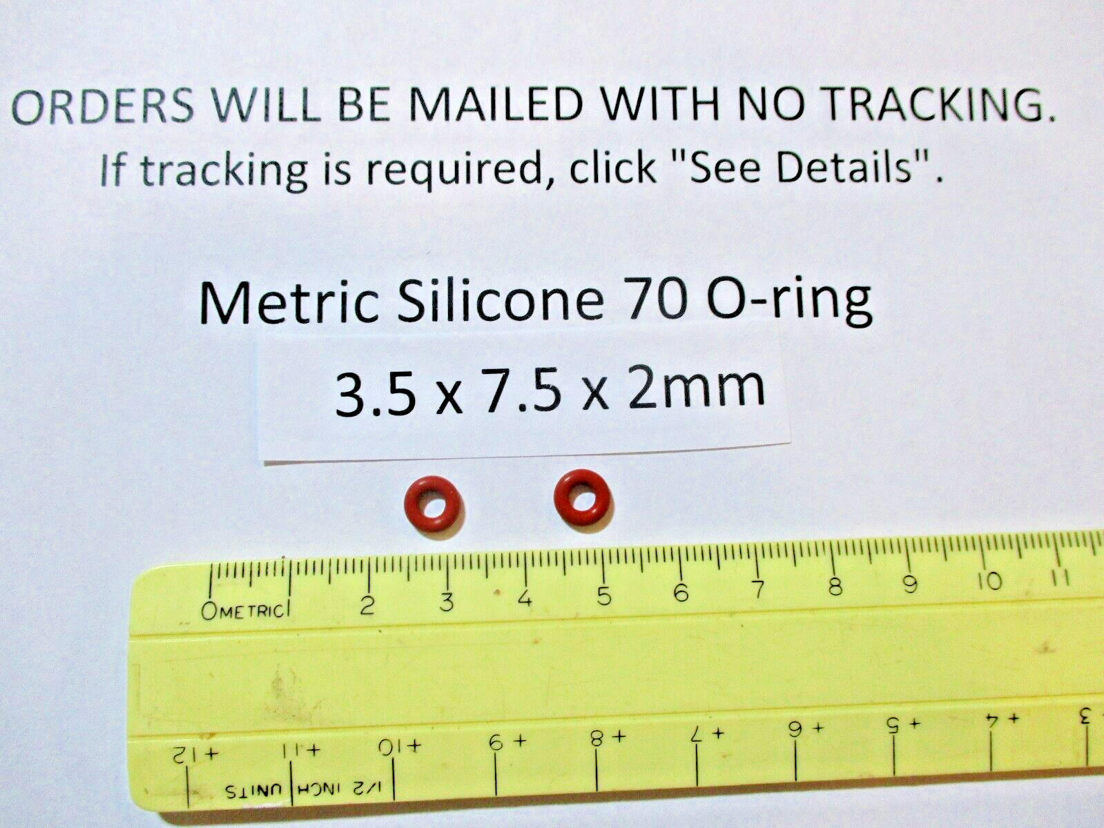 3.5mm ID x 7.5mm OD x 2mm thick SILICONE O-ring. Quan 2.