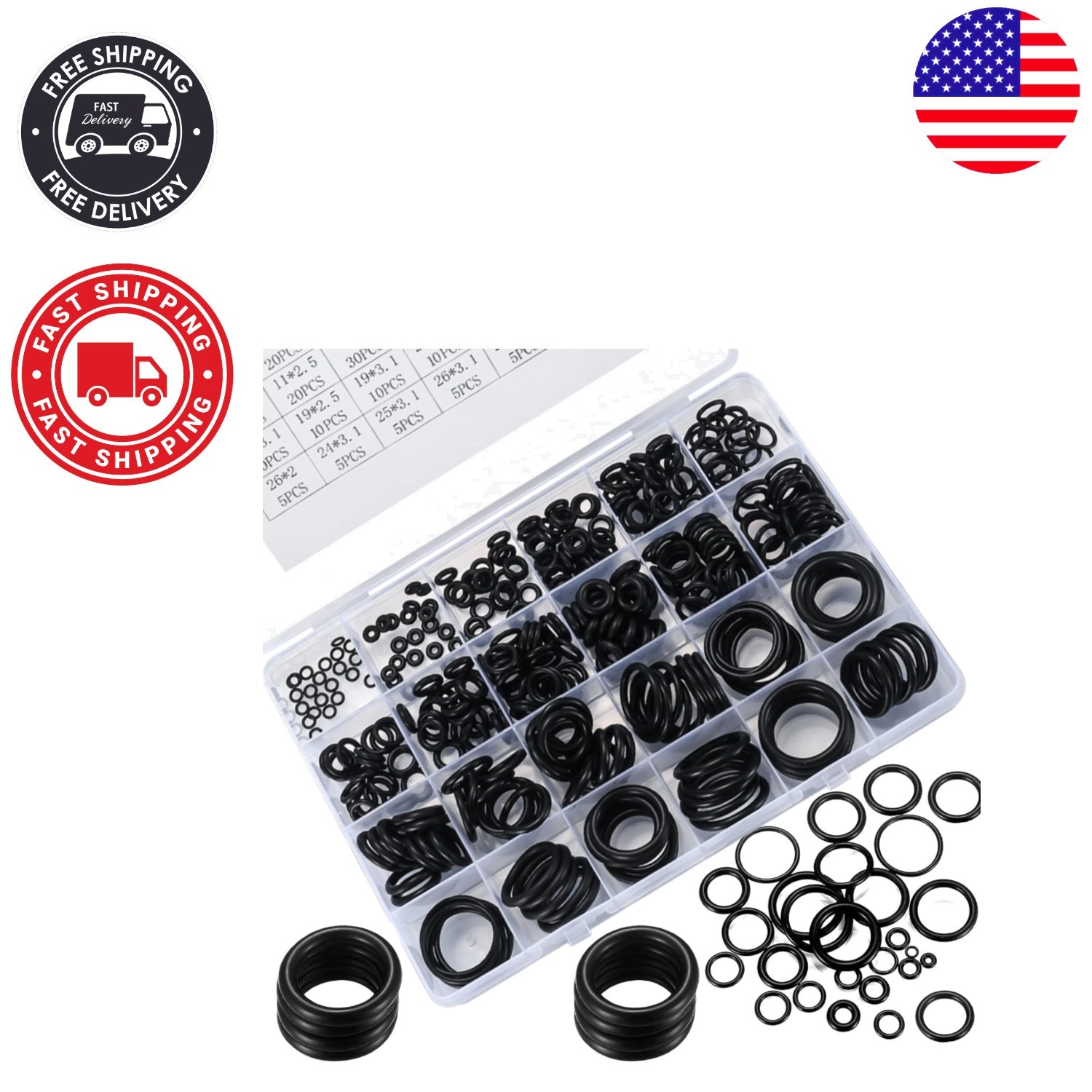 360 Pcs EPDM O Rings Assortment – 24 Sizes for Plumbing and Automotive