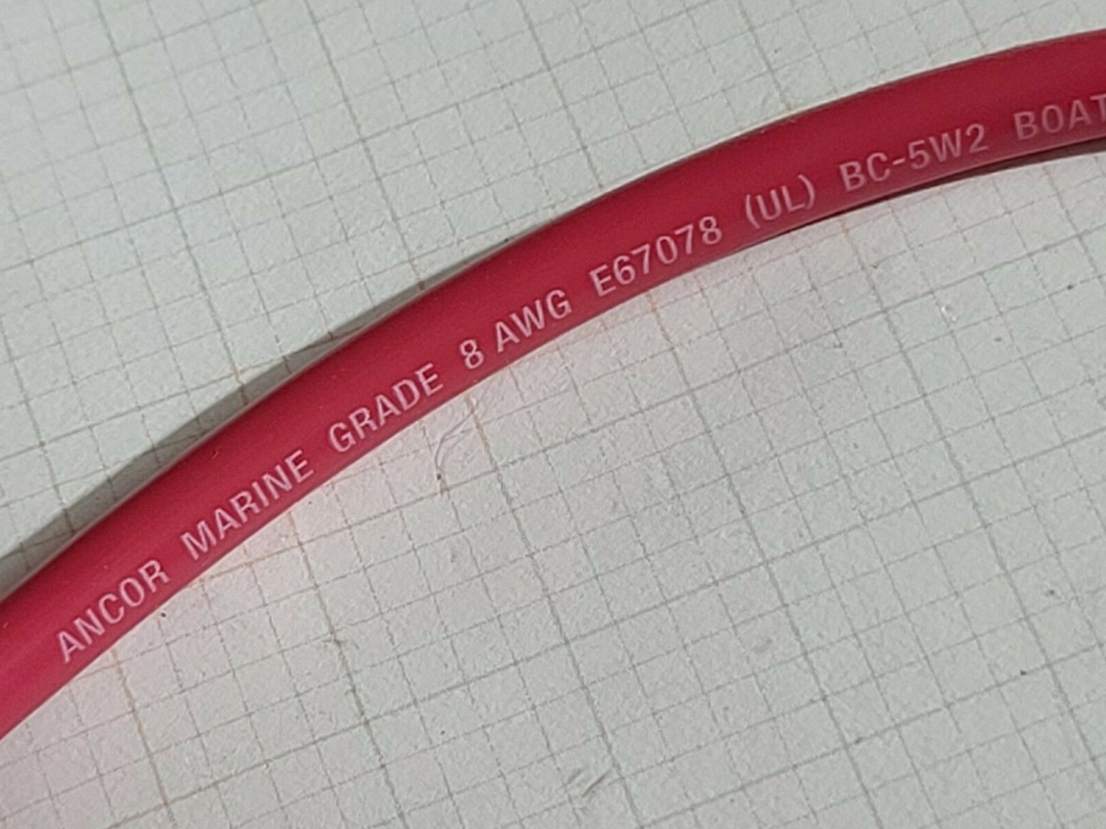 Ancor #8awg Marine Grade Tinned Copper Boat Cable BC-5W2 UL-1426 Red /25ft
