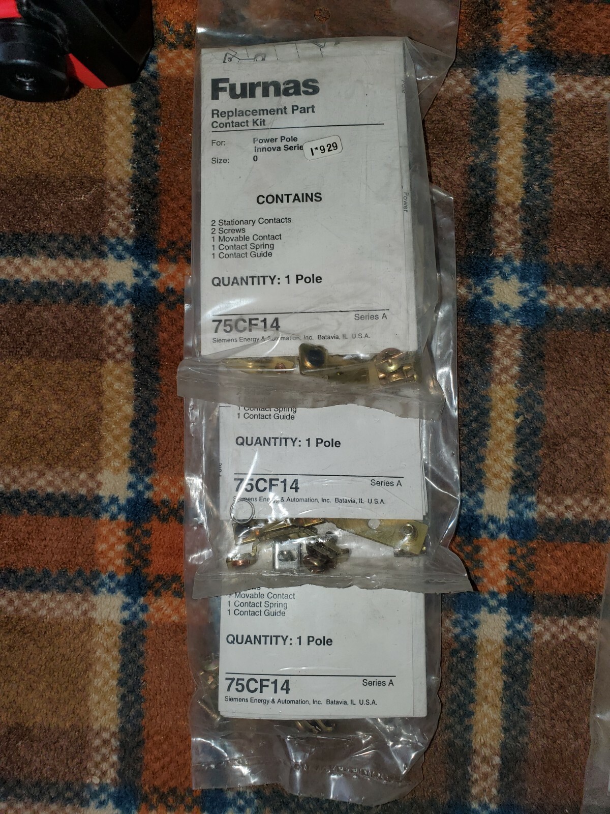Furnas 75CF14 Contact Kit,Nema Size 0, (3 Pole Replacement Kit)