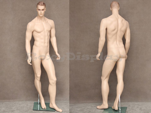 Male Fiberglass Realistic Mannequin with Molded Hair Dress Form Display #MZ-WEN2