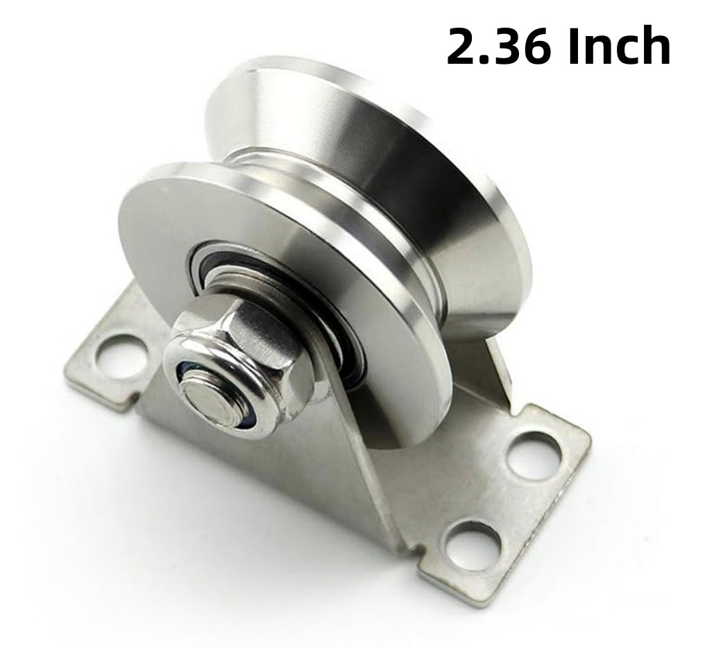 2.36» 304 Stainless Steel V Groove Pulley Rope Cable Wire Pulley w/ Holes