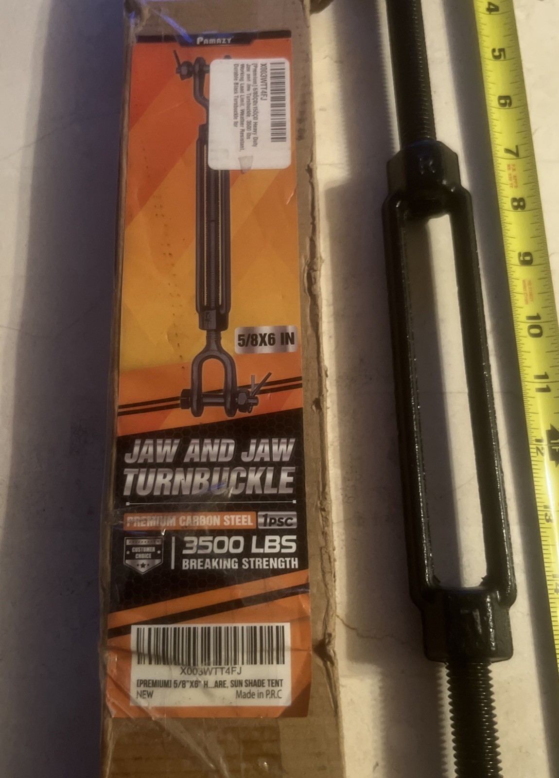 5/8×15″ Heavy Duty Jaw and Jaw Turnbuckle 3500 lbs ALL Weather Resistant