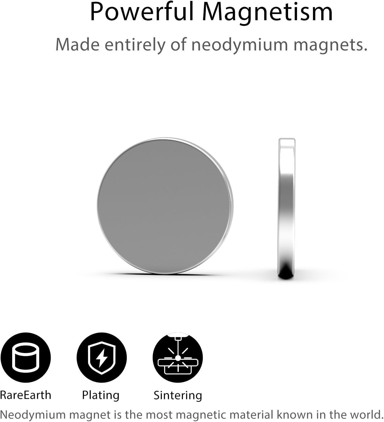 High Strength Neodymium Magnets 0.95 Inch Round Silver for Science Projects