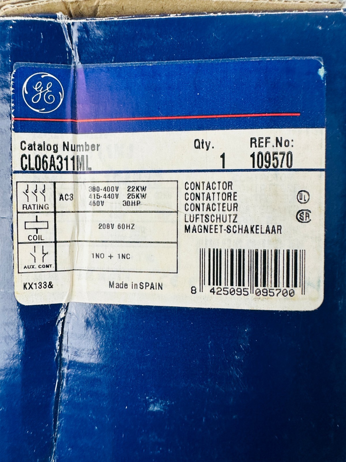 GE General Electric CL06A300M Contactor with LB4AL 208v Coil