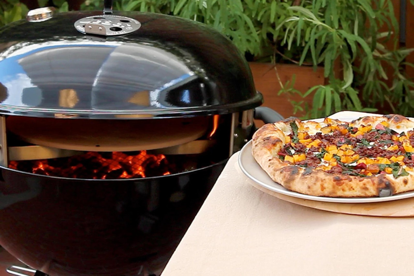 PC7001 PizzaQue Deluxe Outdoor Pizza Oven Kettle Grill Conversion Kit, Silver…