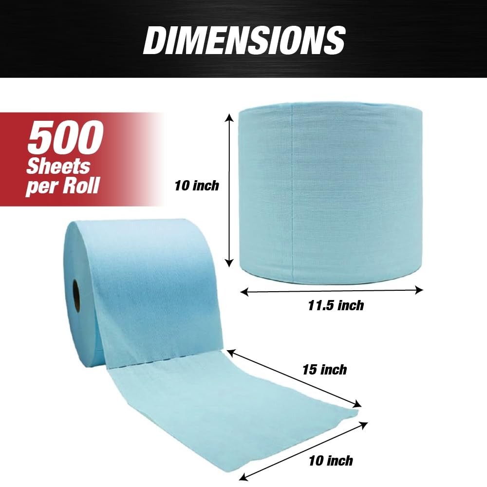 Industrial Wipes Jumbo Roll, Blue (500 Sheets/Roll)