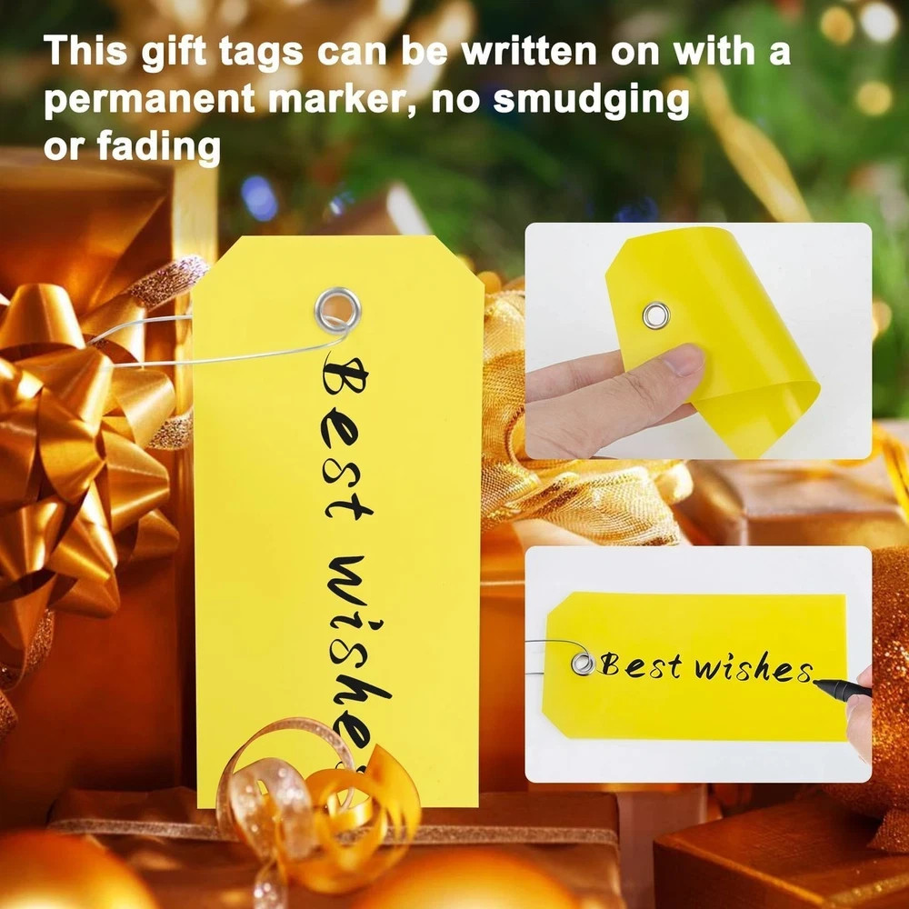 100pcs Plastic Tags with Wires – Waterproof Shipping Tags with Wire Ties Blan…