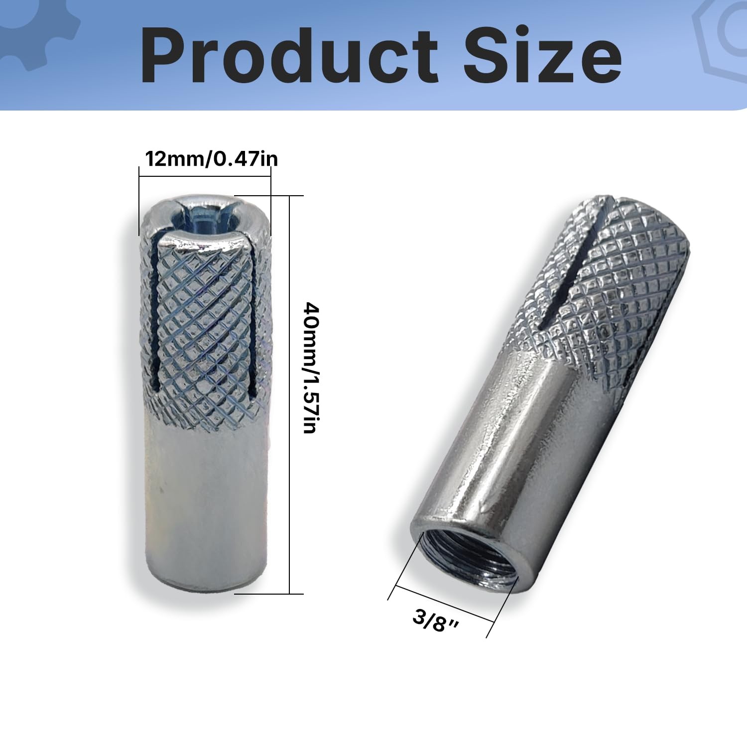 Ferrtitan 12 Pieces 3/8″16 Inch Carbon Steel Knurled Drop in Anchor Expansion…