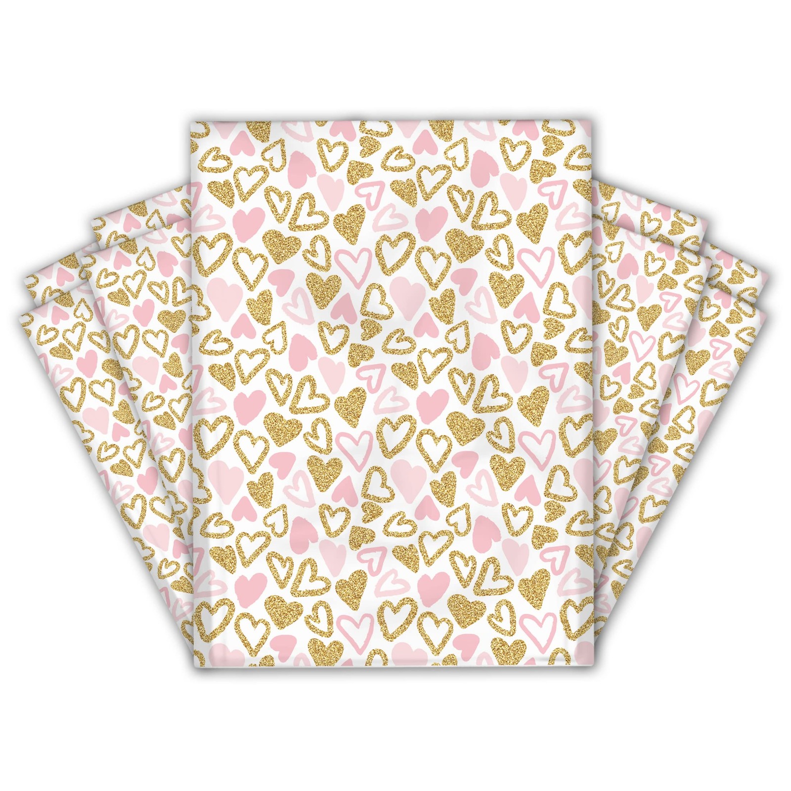 19×24 (25) Pink Hearts Designer Poly Mailers Waterproof Self Sealing Tear Res…