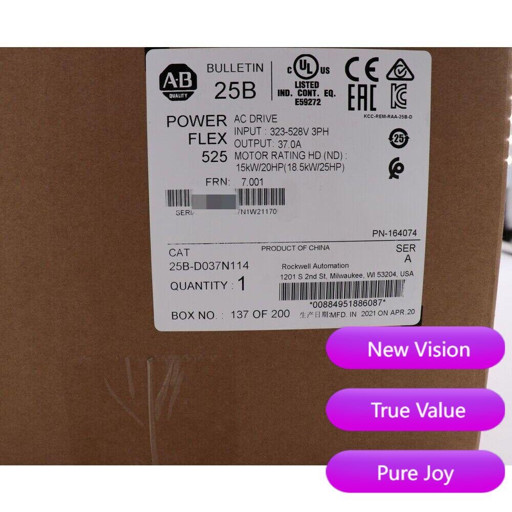 Allen-Bradley AB 25B-D037N114 PowerFlex 525 AC Drive Ser A Sealed New USA