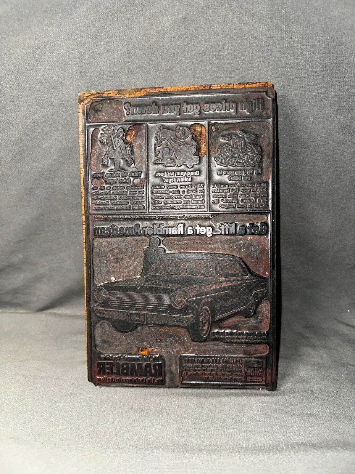 Printing Letterpress Printers Block Vintage Rambler Automobile