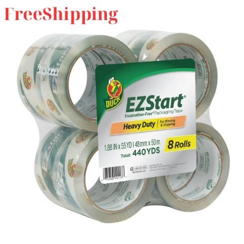 Duck EZ Start Clear Packaging Tape, 1.88 in. x 55 yd., 8 Rolls