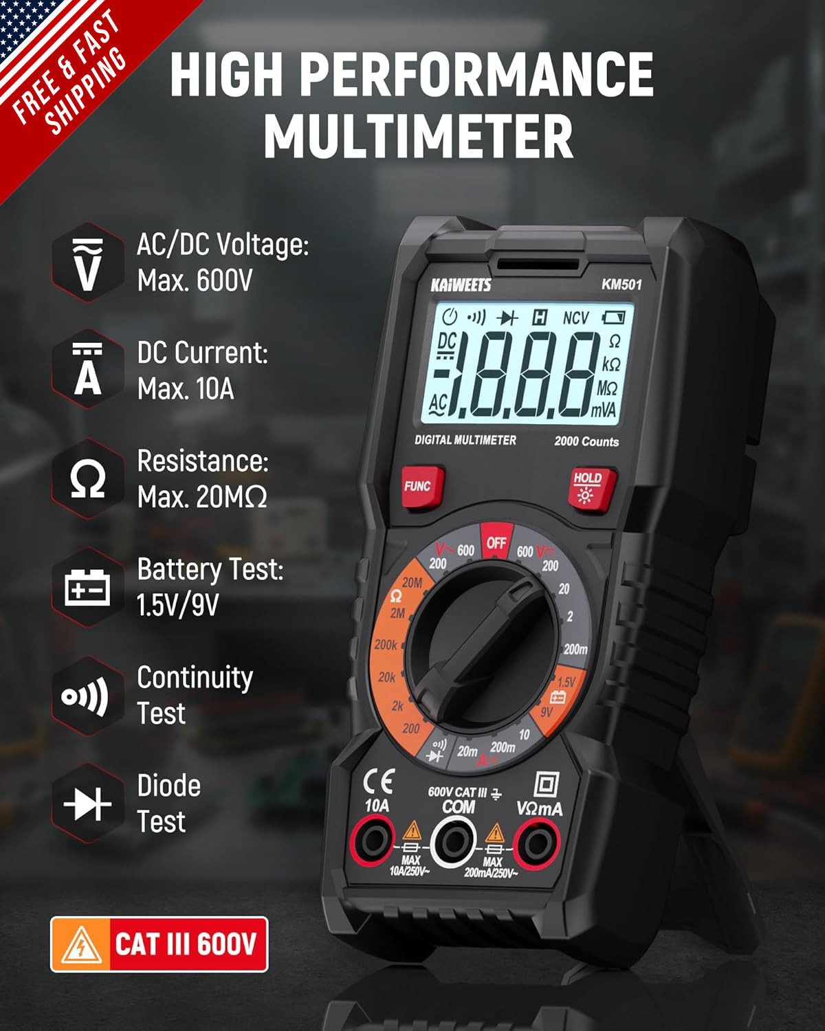 Electrical Test Kit KIT01, Digital Multimeter, Smart Non-Contact Voltage Tester