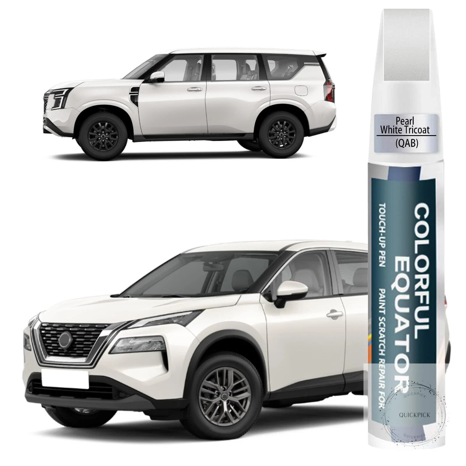 QAB Pearl White Tricoat Touch Up Paint for Nissan Car Paint Pen Scratch Repair