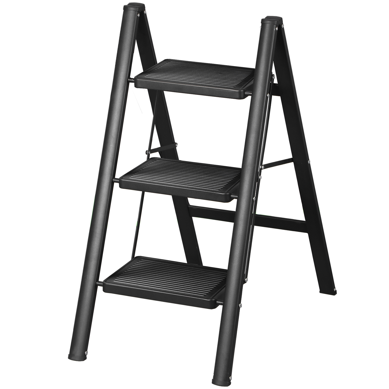 Step Ladder 3 Step Folding Step Stool 330 Lbs for Home Tall Kitchen/Closet Black