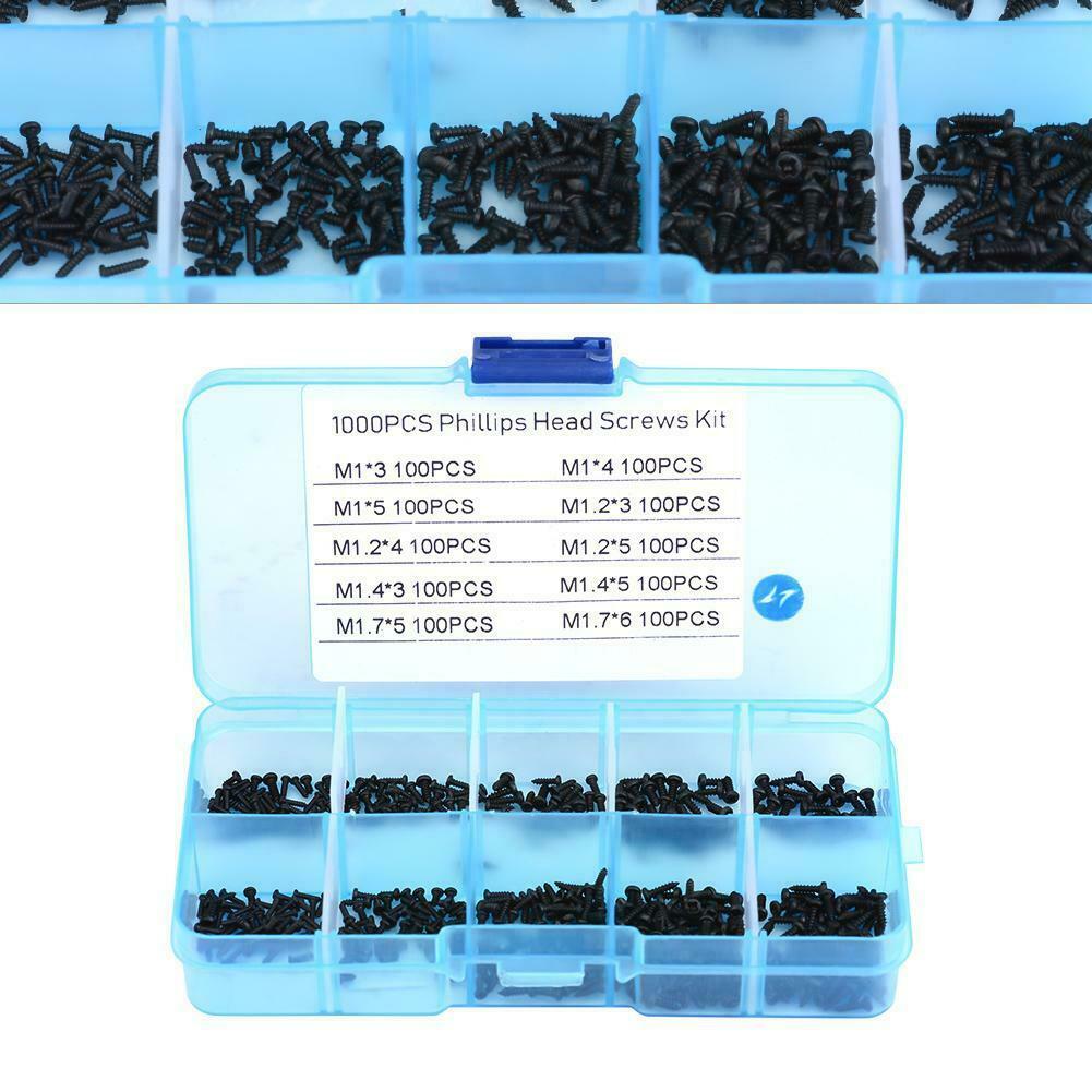 Black Small Self Tapping Screws Phillips Pan Head M1 M1.2 M1.4 M1.7 1000pcs