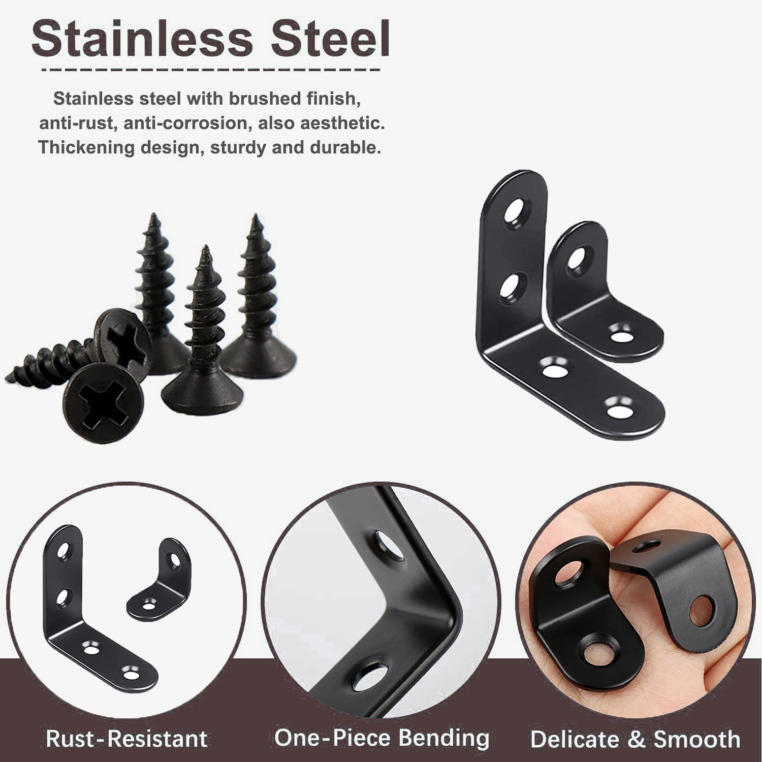 YAMASO 20PCS L Bracket Corner Bracket,Black Small Right Angle Bracket for Woo…