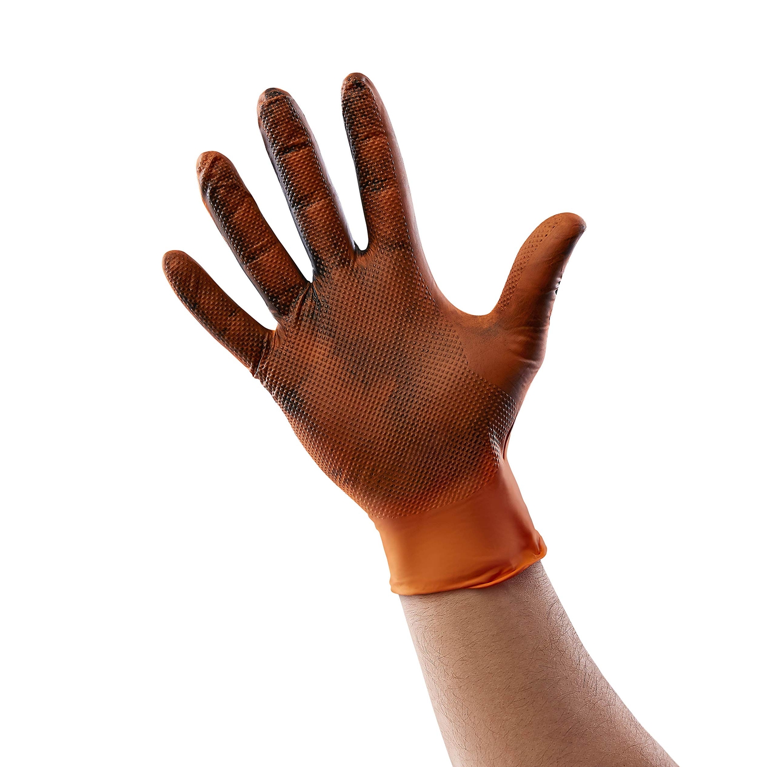 Heavy Duty Orange Nitrile Gloves Pack of 50 8 Mil Thick Multi Purpose Gloves
