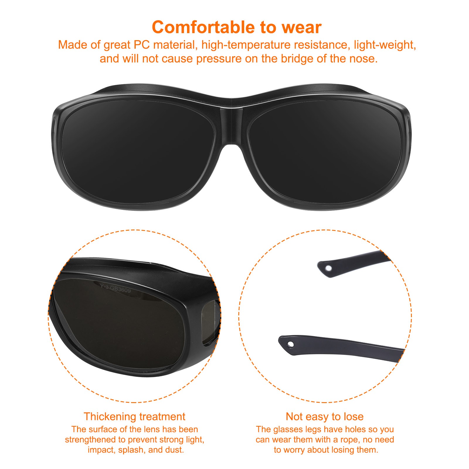 Welding Glasses IR Shade 7 CE Certified Protective Glasses Wrap-Around Lens