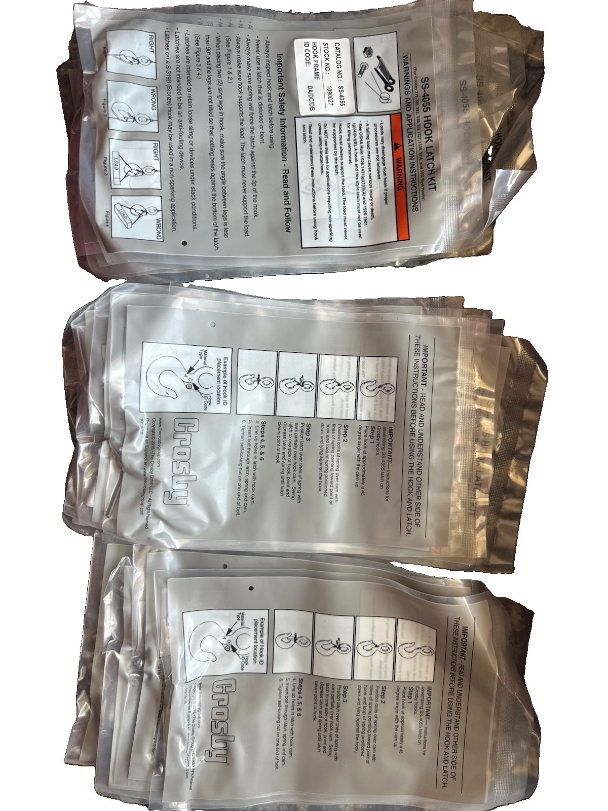 Lot of 25 Crosby SS-4055 Stainless Hook Latch Kits 1090027 3/4TC 1TA New