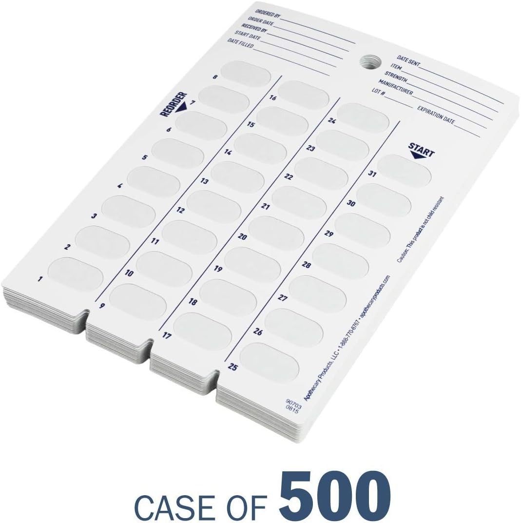 Ezy Dose 31-Day Daily Disposable Cards Case of 500 USE WITH Cold Seal System