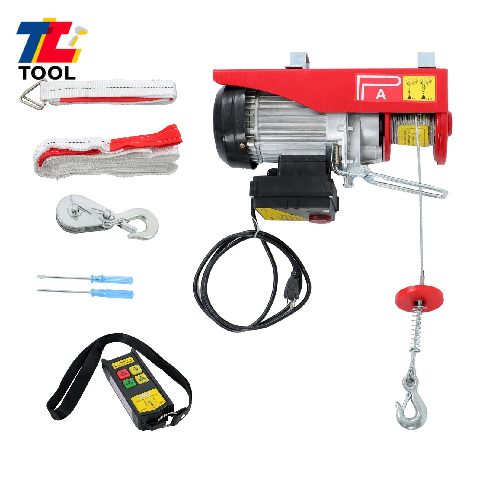 880lbs Wireless Remote Control Electric Hoist 110V 980W 40ft/20ft Lifting Height