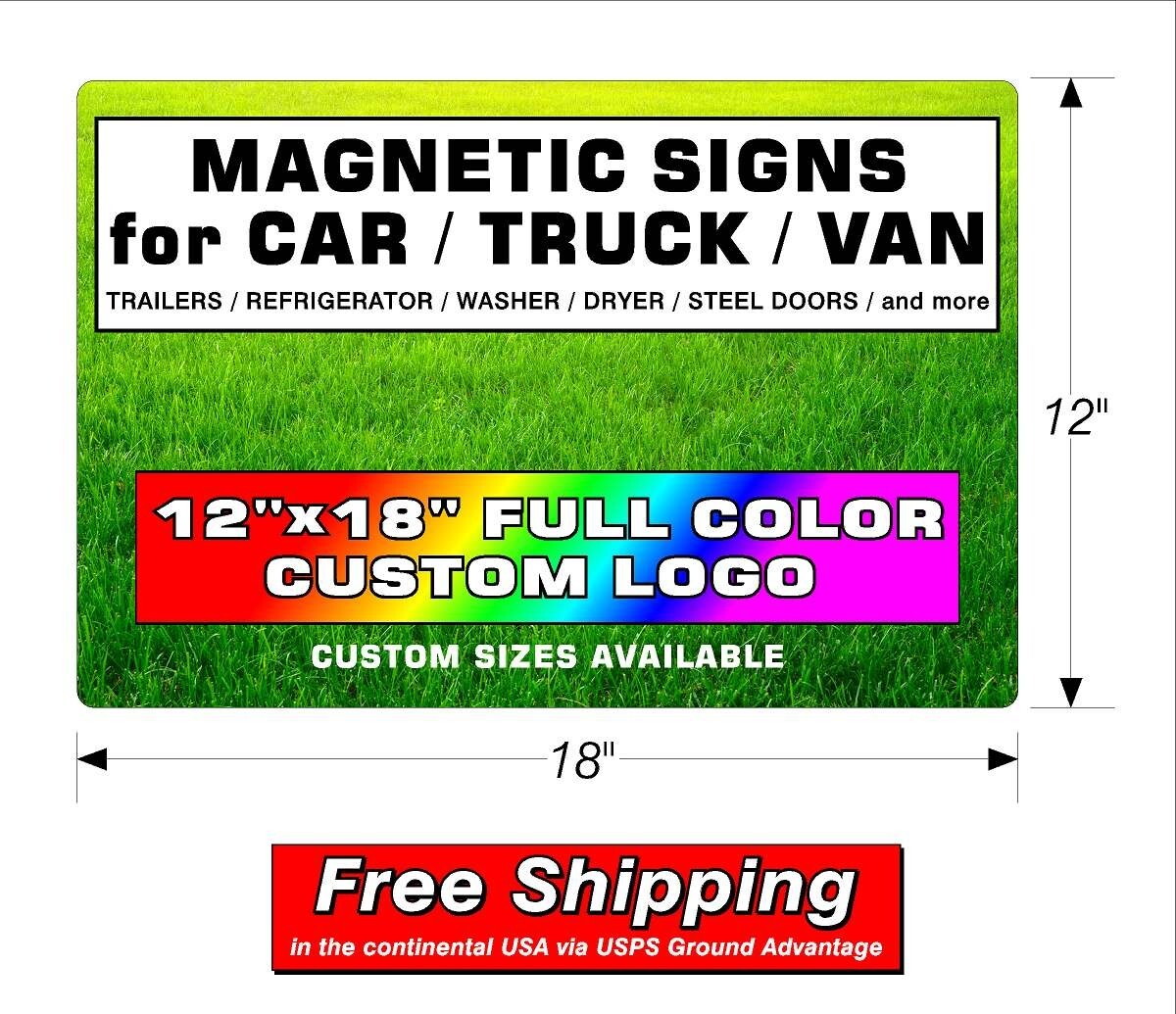 1 PAIR (2) MAGNETIC SIGNS for CAR / TRUCK / VAN / TRAILERS – 18″ x 12″