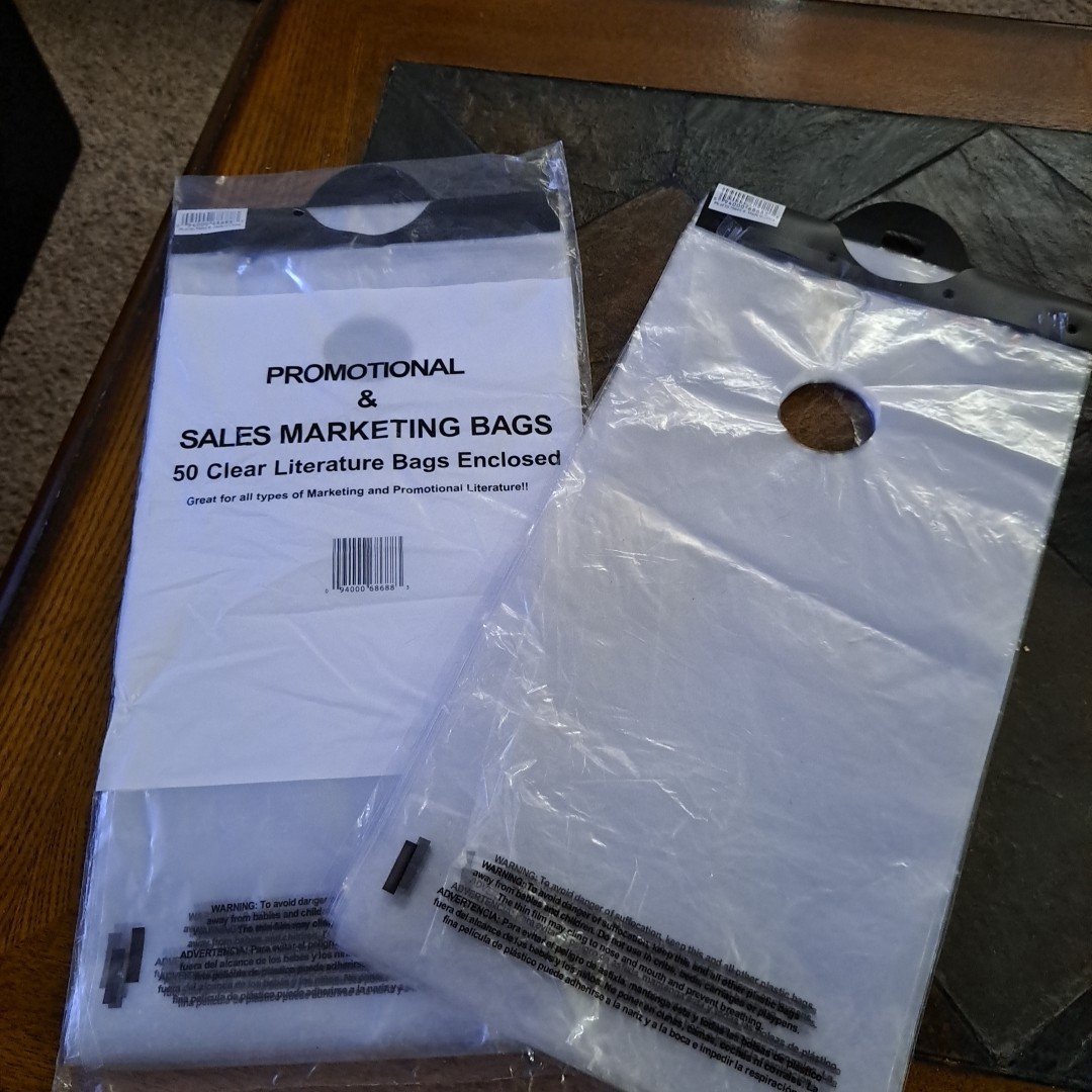 Promotional-Sales Marketing Bags.Total 94 Unopen-50.Open-44.Clear.Doorknob Bags