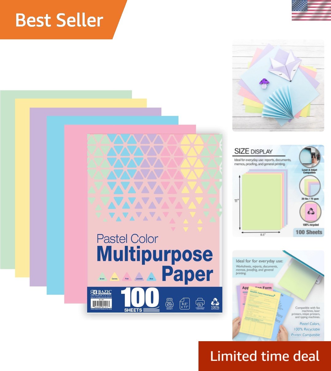 Blank Paper Copy & Multipurpose Paper – 8.5″ x 11″ Pastel Color Printer Paper…