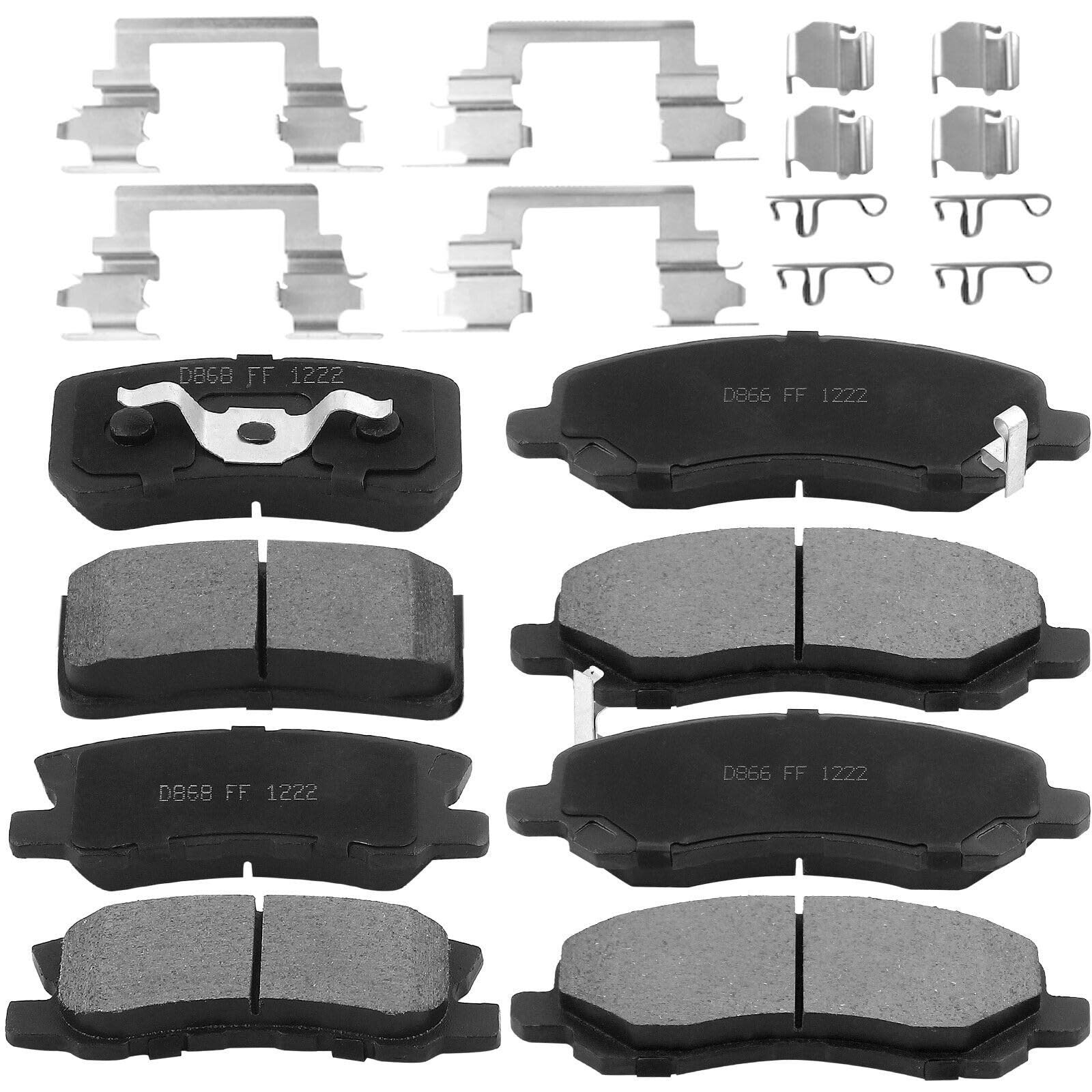8pcs Ceramic Slotted Front Rear Disc Brake Pad Set