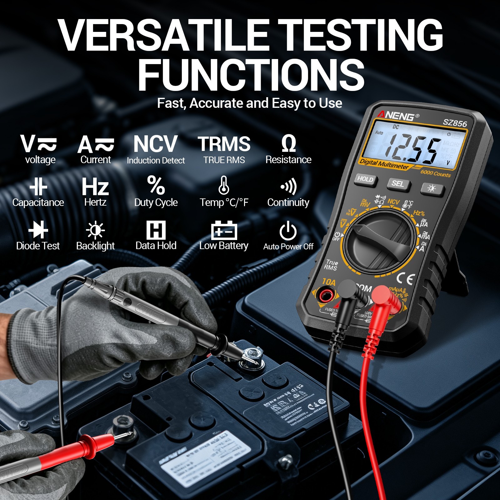 ANENG SZ856 True RMS Digital Multimeter 6000 Counts Auto Range AC/DC Tester US