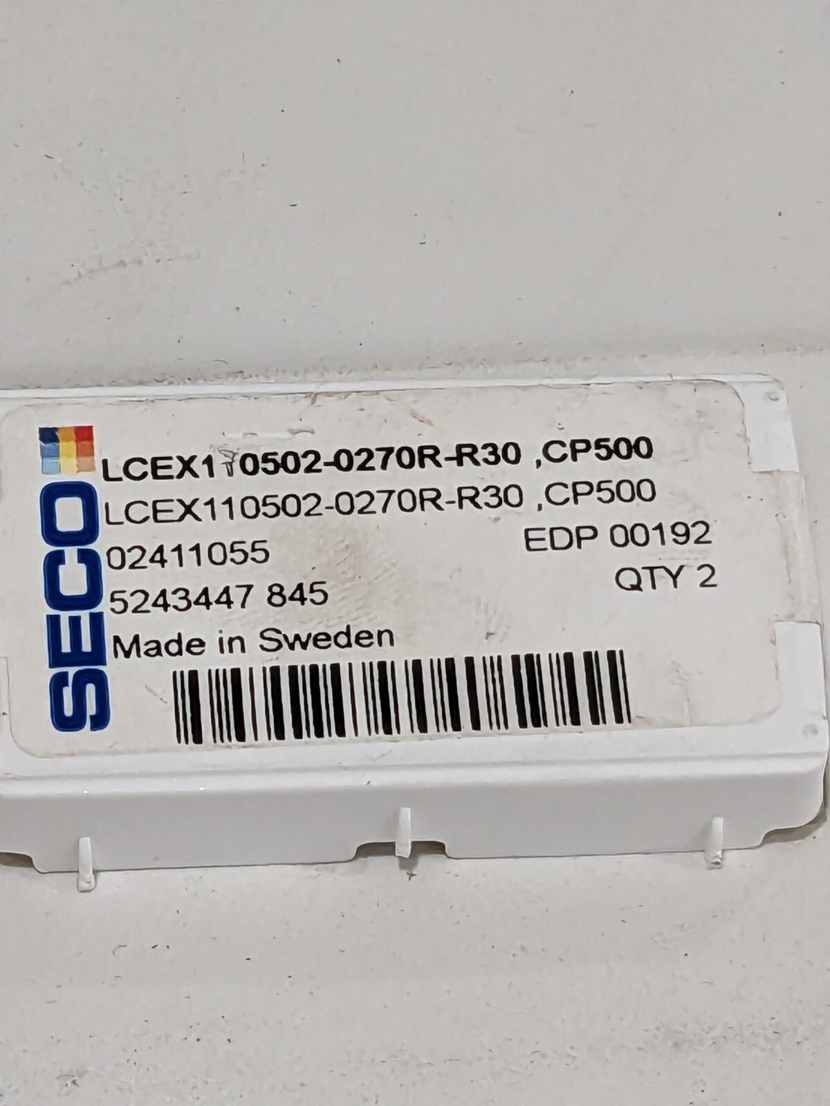 SECO Grooving Insert: LCE1105020270RR30CP500, Carbide Qty 2 02411055