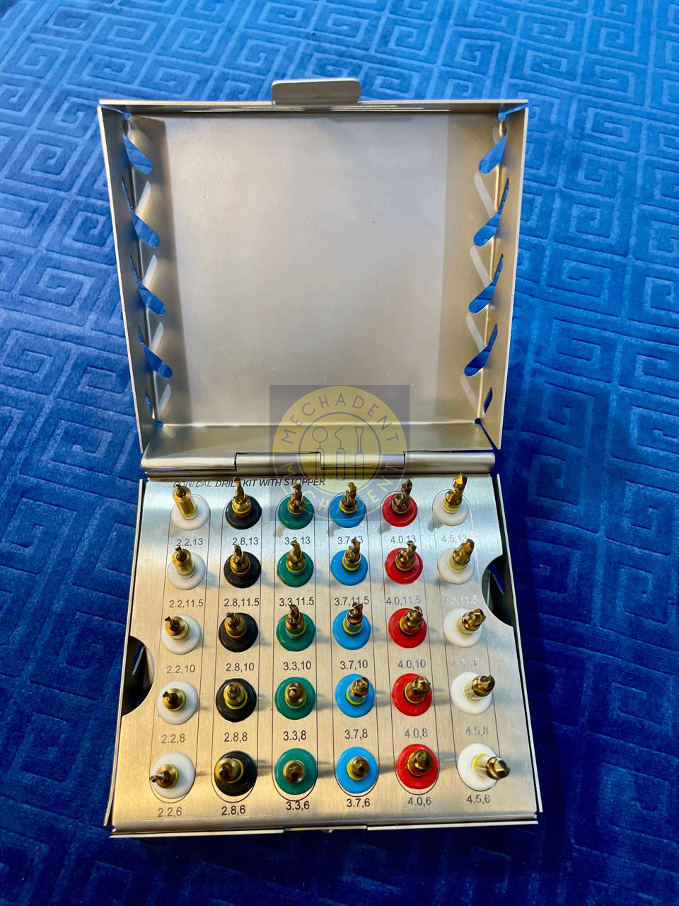 Dental Conical Implant Drills Surgical Kit with Stopper Gold Coated – 30 Pcs