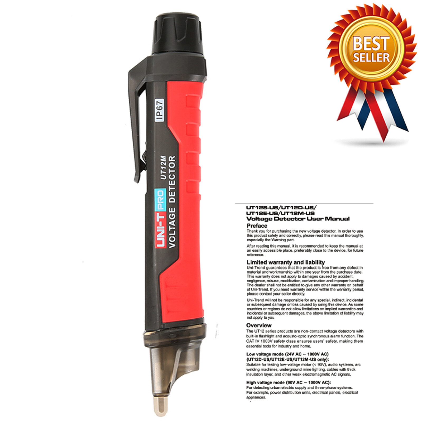 UNI-T UT12M Non-contact AC Voltage Detector Smart Test Pencil 24V-1000V✦Kd